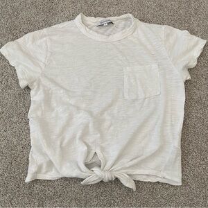 Olivaceous White Knot-Front Short Sleeve Tee 🤍🤍🤍